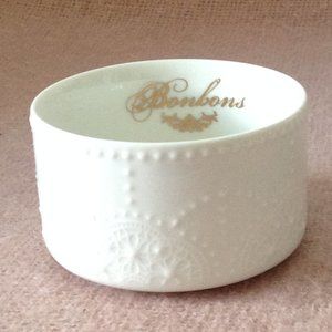 Bonbon/Trinket Dish, White with Gold Script
